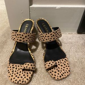 Leopard open toe heel